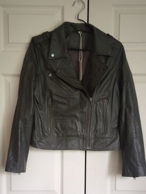NWT BLANK NYC Real Lamb Leather Dark Gray Motorcycle Style Jacket S